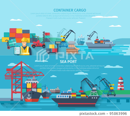 Sea Port Horizontal Banner Set 95863996