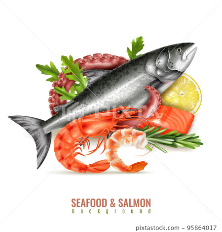 Seafood Salmon Realistic Composition 95864017