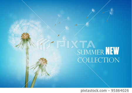 Realistic Wither Dandelion With Flying Seeds Realistic Wither Dandelion With Flying Seeds 95864026