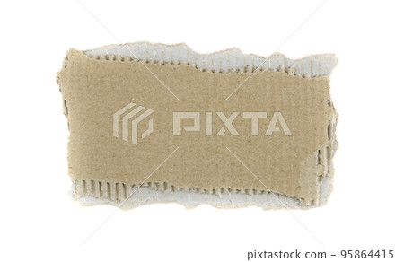 Torn pieces recycled cardboard isolated on white background. Banner. Copy space 95864415
