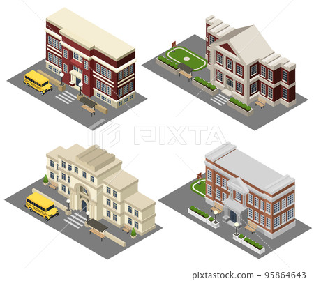 School Isometric Icons Set - Stock Illustration [95864643] - PIXTA