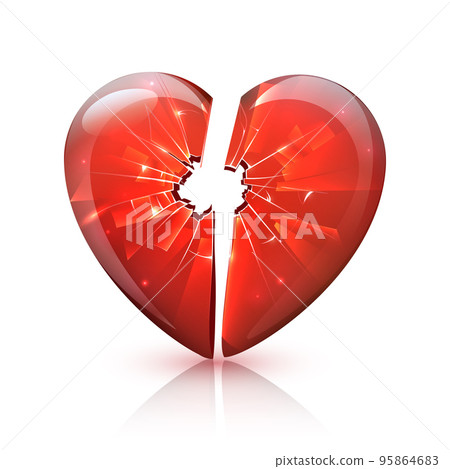 Red Glossy Broken Glass Heart Icon Red Glossy Broken Glass Heart Icon 95864683