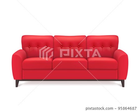 Red Leather Sofa Realistic Illustration Red Leather Sofa Realistic Illustration 95864687
