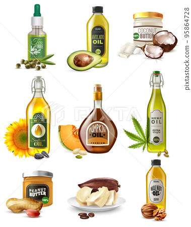 Realistic Vegetable Oils Set 95864728