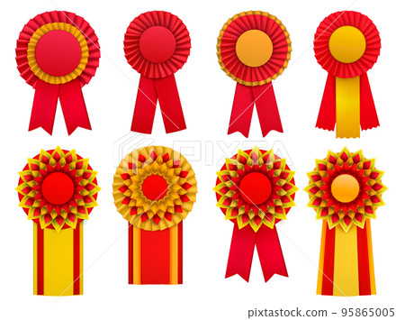 Badges Rosettes Realistic Set Badges Rosettes Realistic Set 95865005