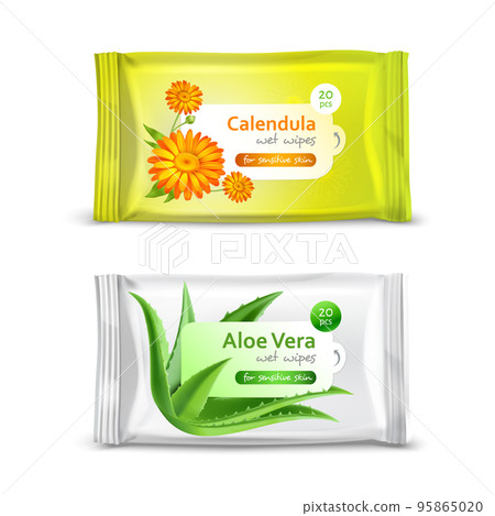 Realistic Wet Napkins Packaging Set 95865020