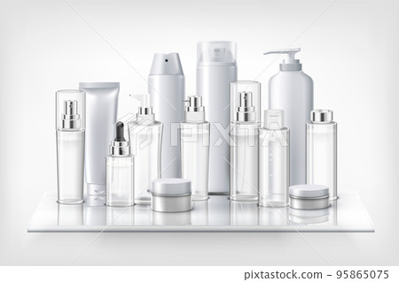 Cosmetics Bottles On Shelf 95865075