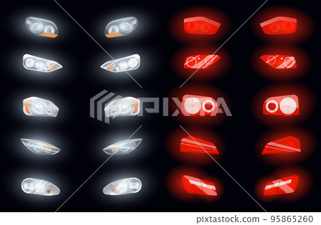 Realistic Auto Headlights Collection 95865260