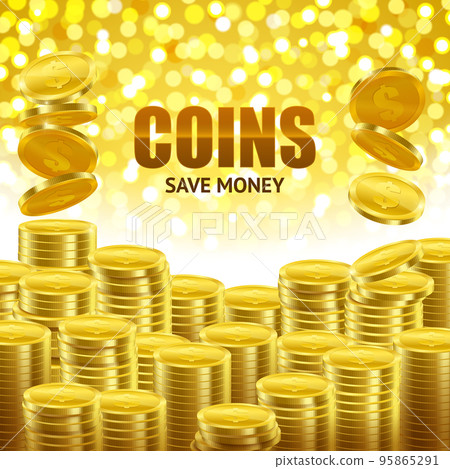 Golden Coins Savings Background Poster Golden Coins Savings Background Poster 95865291