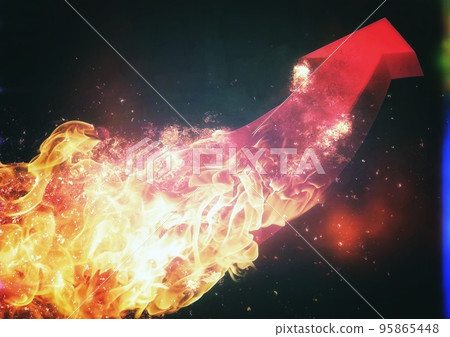 red arrow rocket blowing fire 95865448