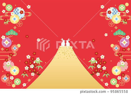 兔年-新年賀卡模板-畝3矢量 兔年-新年賀卡模板-畝3矢量 95865558