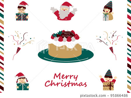 聖誕蛋糕和聖誕老人，孩子們 95866486