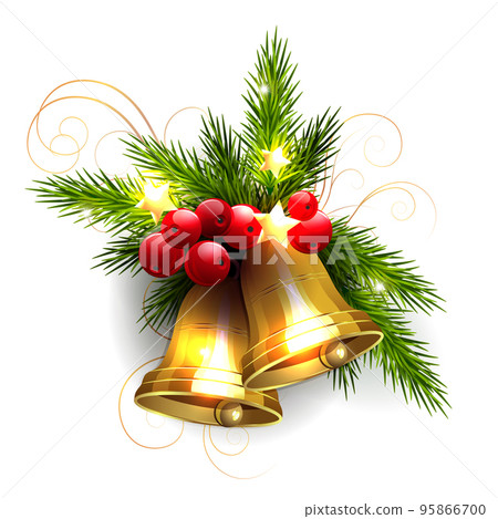 Christmas illustration with golden shiny bells,... - Stock Illustration ...