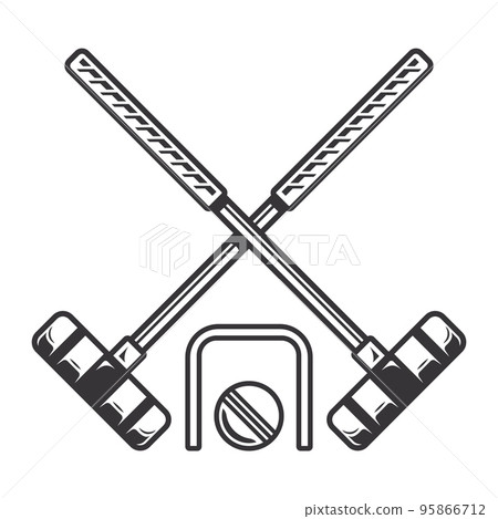 Croquet club silhouette. Croquet ball club Line art logos or icons. vector illustration. Croquet club silhouette. Croquet ball club Line art logos or icons. vector illustration. 95866712