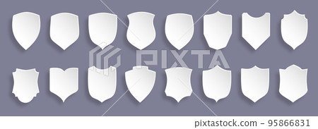 Shield paper cut icon set. Security label...-插圖素材 [95866831] - PIXTA圖庫
