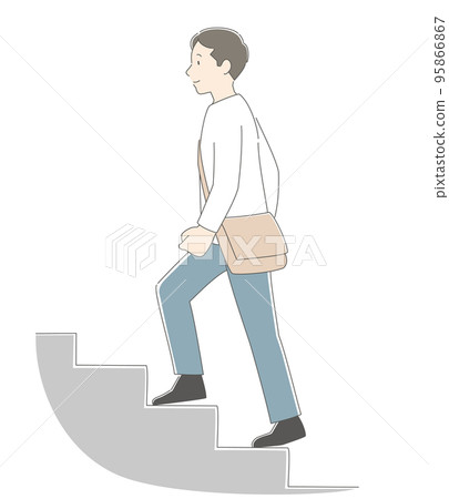 一個人爬樓梯的插圖 95866867