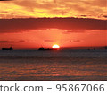 A flock of ships coming and going in the madder red sunset of the Seto Inland Sea 95867066