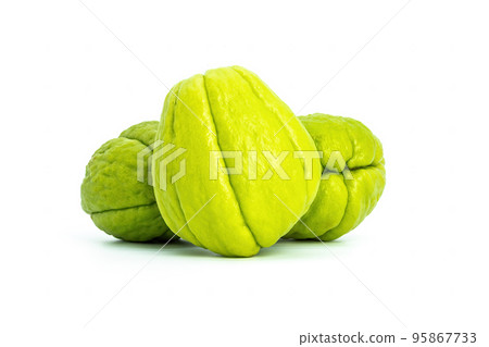 Fresh Chayote Sechium edulis on white background Fresh Chayote Sechium edulis on white background 95867733