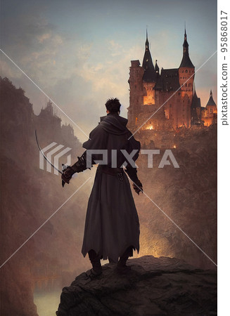 Concept art illustration of vampire slayer Concept art illustration of vampire slayer 95868017