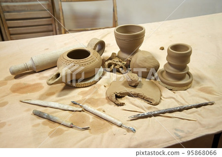 Clay vessels. Pottery product. Background 95868066