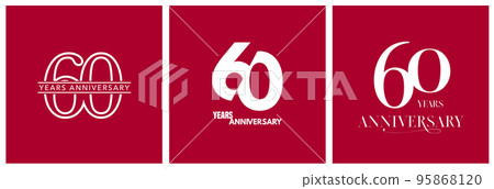 60 years anniversary set of vector icons, logo. Design element with graphic style number 95868120