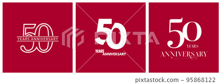 50 years anniversary set of vector icons, logo. Design element with graphic style number 50 years anniversary set of vector icons, logo. Design element with graphic style number 95868122