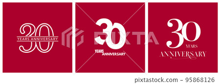 30 years anniversary set of vector icons, logo. Design element with graphic style number 30 years anniversary set of vector icons, logo. Design element with graphic style number 95868126