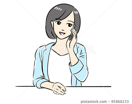 woman talking on the phone woman talking on the phone 95868233