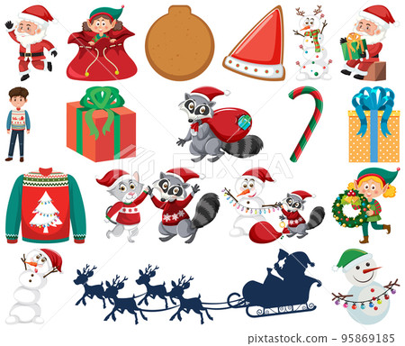 Christmas characters and elements set 95869185