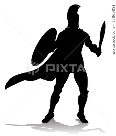 Spartan Silhouette Gladiator Trojan Greek Warrior 95869851