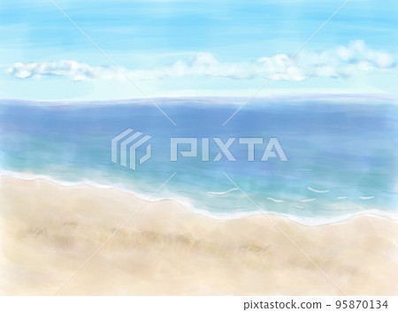 Beach scenery watercolor painting 95870134