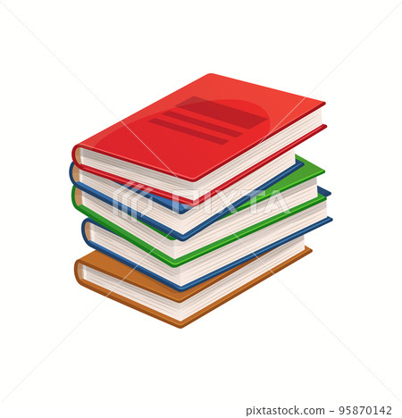 Cartoon books, textbooks and bestsellers stack. Isolated vector pile of school encyclopedia volumes, schoolbooks, dictionary, library literature, novel, fairytale or verses with colorful covers Cartoon books, textbooks and bestsellers stack. Isolated vector pile of school encyclopedia volumes, schoolbooks, dictionary, library literature, novel, fairytale or verses with colorful covers 95870142