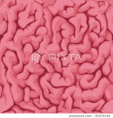 Human brain seamless pattern. Pink vector background with cranium cortex, convolutions and crinkles. Neural system medical and scientific anatomical repetitive wallpaper. Medical and brain texture 95870189