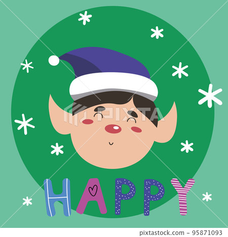 Merry Christmas. Santa Claus Elf head face icon. purple hat. New Year. Cute cartoon funny kawaii baby character. Flat design Green background. Vector illustration EPS Merry Christmas. Santa Claus Elf head face icon. purple hat. New Year. Cute cartoon funny kawaii baby character. Flat design Green background. Vector illustration EPS 95871093