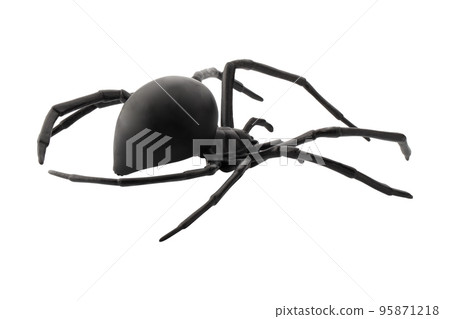 Fake rubber spider toy isolated over a white background. 95871218