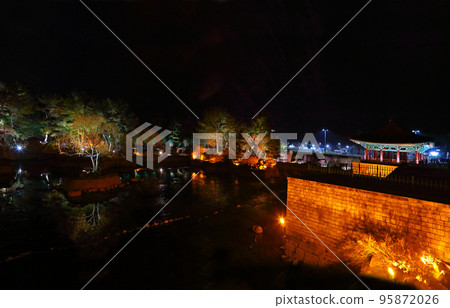 東宮和月池, Anapji 池, 夜景, 城牆, 黑暗, 晚, 風景, 古典, 歷史, 東宮和月池, Anapji 池, 夜景, 城牆, 黑暗, 晚, 風景, 古典, 歷史, 95872026