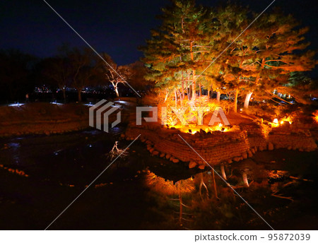 Donggung Palace and Wolji Pond, Anapji Pond, Night View, Fortress Wall, Dark, Night, Scenery, Classical, History, 95872039