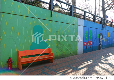 Kim Gwangseok street, street, downtown, alley, mural, decoration, guitar, song, memorial, Kim Gwangseok street, street, downtown, alley, mural, decoration, guitar, song, memorial, 95872190