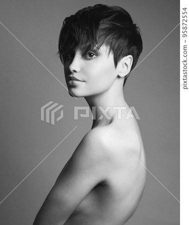 beautiful stylish girl with trendy modern hairstyle beautiful stylish girl with trendy modern hairstyle 95872554