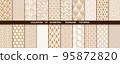 Geometric set of seamless gold and white patterns. Simpless graphics 95872820