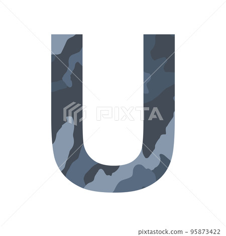 English alphabet letter U, khaki style isolated on white background - Vector 95873422