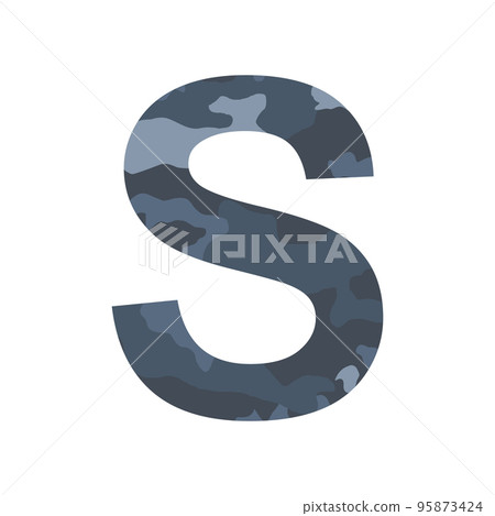 English alphabet letter S, khaki style isolated on white background - Vector 95873424