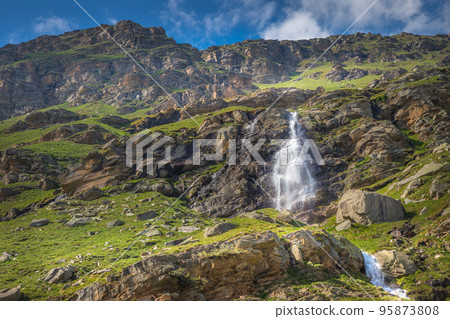 Waterfall at springtime in alpine landscape, Gran Paradiso Alps, Italy Waterfall at springtime in alpine landscape, Gran Paradiso Alps, Italy 95873808