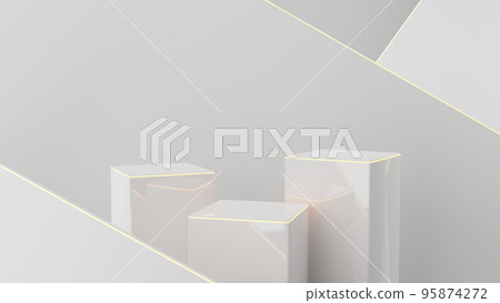 Three Podiums in futuristic minimalistic space. 95874272