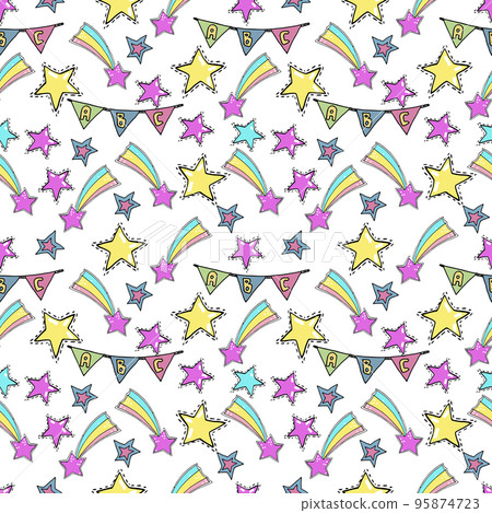 Vector hand drawn doodles stars seamless pattern. 95874723