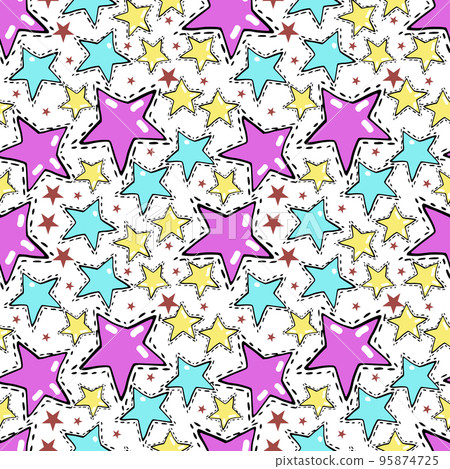 Vector hand drawn doodles stars seamless pattern. 95874725