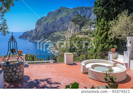 Idyllic Capri island landscape from above, Amalfi coast of Italy, Europe Idyllic Capri island landscape from above, Amalfi coast of Italy, Europe 95874821