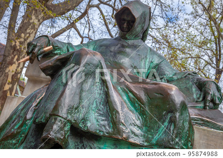 Statue of Anonymous, Notary of King Bela in the Vajdahunyad, Budapest, Hungary Statue of Anonymous, Notary of King Bela in the Vajdahunyad, Budapest, Hungary 95874988