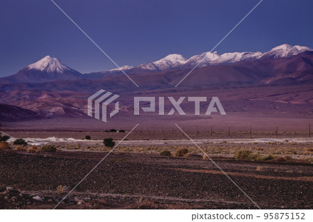 Licancabur volcano at sunrise, Atacama desert landscape, Chile, South America 95875152