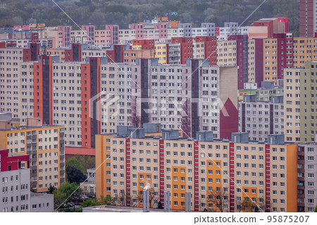 blocks of flats from soviet communism era in Bratislava, Slovak Republic 95875207